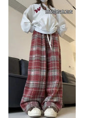 christmas outfit JazzHer Women Baggy Plaid Sweatpants Harajuku Jogger Streetwear Fashion Oversize High Waist Y2k Pants Vintage Wide Leg Trousers Clothes