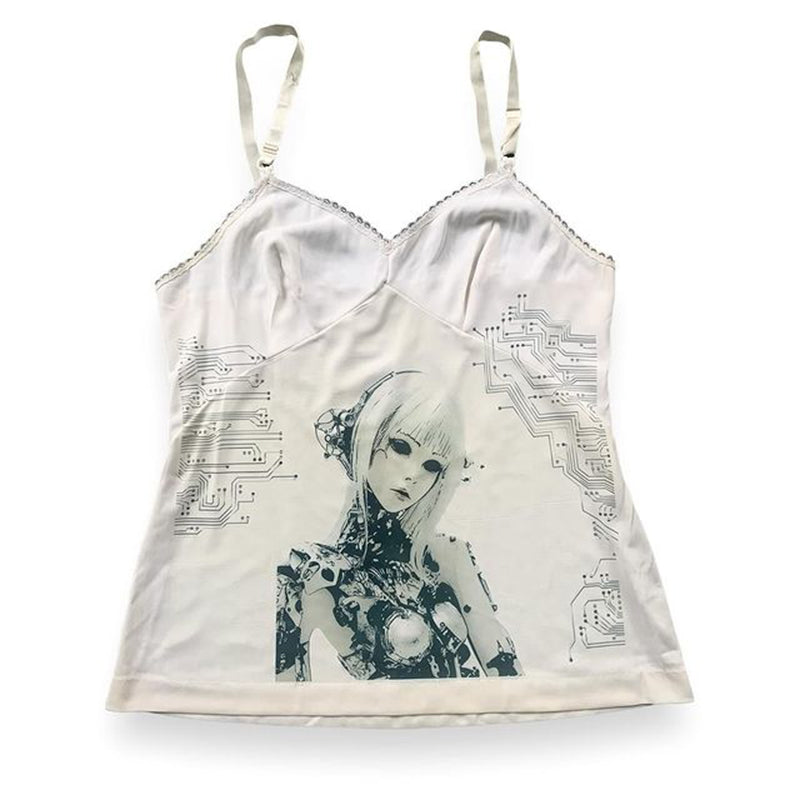 JazzHer Y2K chic fashion print womens camisole tops punk rock hip hop harajuku retro aesthetic crop tops sexy slim fit hottie streetwear