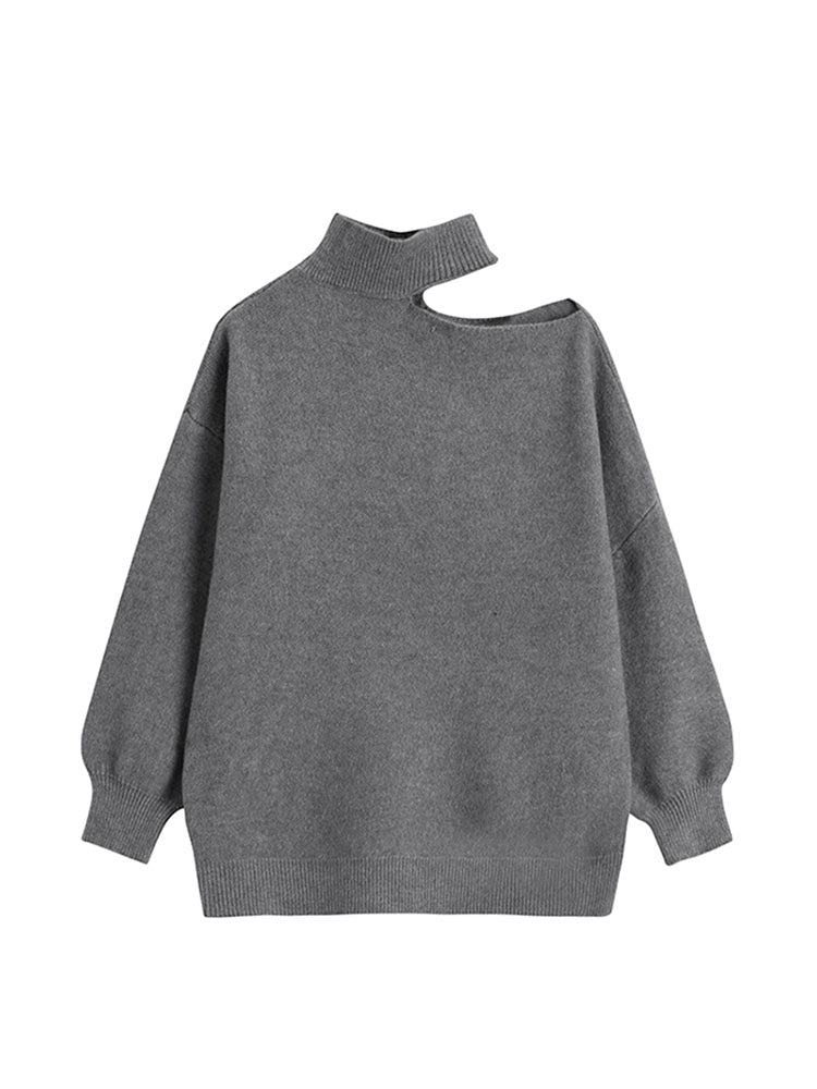 christmas outfit JazzHer Turtleneck Split Pullover Sweater And Knitwear Elegant Loose Sexy Design Long Sleeve 2025 Spring Street Korean Knitted Solid Top
