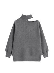christmas outfit JazzHer Turtleneck Split Pullover Sweater And Knitwear Elegant Loose Sexy Design Long Sleeve 2025 Spring Street Korean Knitted Solid Top