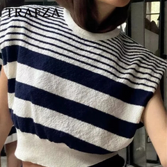 cold weather outfits JazzHer 2024 Spring Summer Casual Knitted Striped Women Suit Fashion Vintage O Neck Sleeveless Short Tops+Chic Short Pencil Skirt