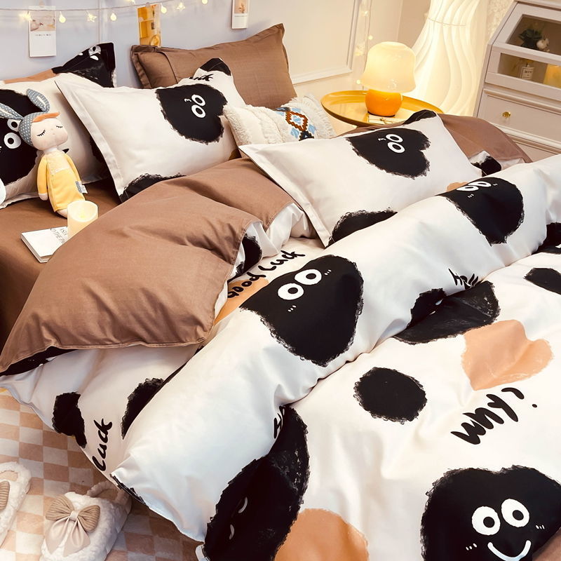 JazzHer Kawaii Cartoon Bedding Set No Filling New Arrival Soft Boys Girls Single Double Duvet Cover Flat Sheet Pillowcase Kit