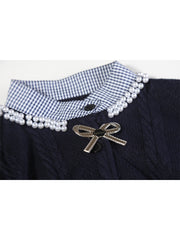christmas outfit JazzHer Women's Navy Cardigan Sweater Harajuku Preppy Style Long Sleeves Sweaters Jumper Aesthetic Vintage Y2k 2000s Emo Clothes Autumn