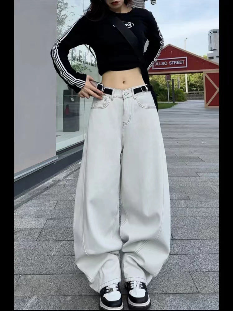 christmas outfit JazzHer Women White Baggy Jeans Harajuku Oversize Straight Denim Trousers Y2k 90s Vintage Japanese 2000s Style Jean Pants Trashy Clothes