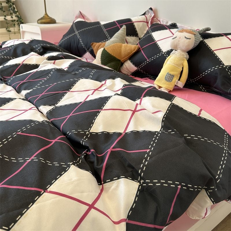 JazzHer Chinese Cute Panda Bedding Set Cartooon Bamboo Pattern Quilt Cover Sheets Full Size For Kids Adults Home Textile Soft Polyester