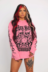 JazzHer Punk Streetwear Oversized Tops Hoodies Women Clothes Winter Pink Skulls Hip Hop Pullovers Hoodie Plus Size Femme Y2k Sweatshirts