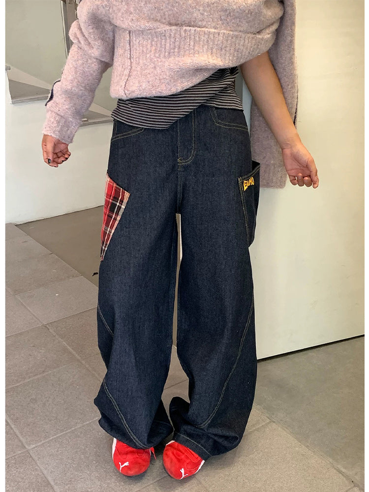 christmas outfit JazzHer Women's Dark Blue Baggy Y2k Cargo Jeans Harajuku Oversize Denim Trousers Vintage Japanese 2000s Style Jean Pants Trashy Clothes