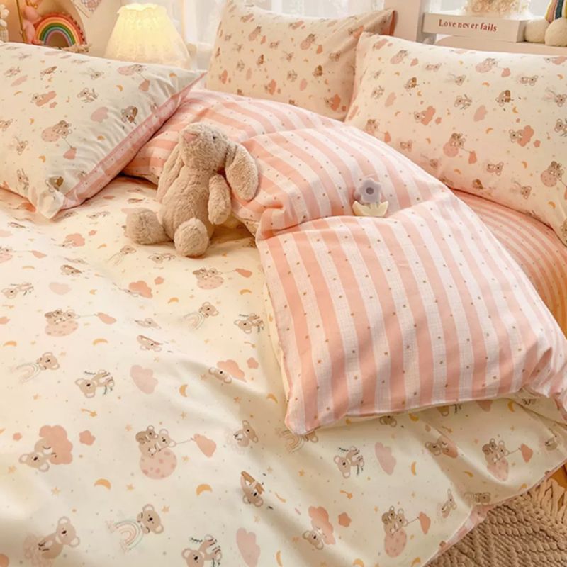 JazzHer 2025 Bedding Set New Spring Girls Ins Duvet Cover with Zipper No Filler Flat Sheet Pillowcase Single Queen Size Bed Linens