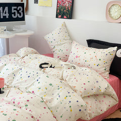 JazzHer Fashion Duvet Cover Set Korean Ins Style 2024 New Flat Sheet Pillowcase No Filler Kids Adult Bedding Kit Twin Queen Bed Linen