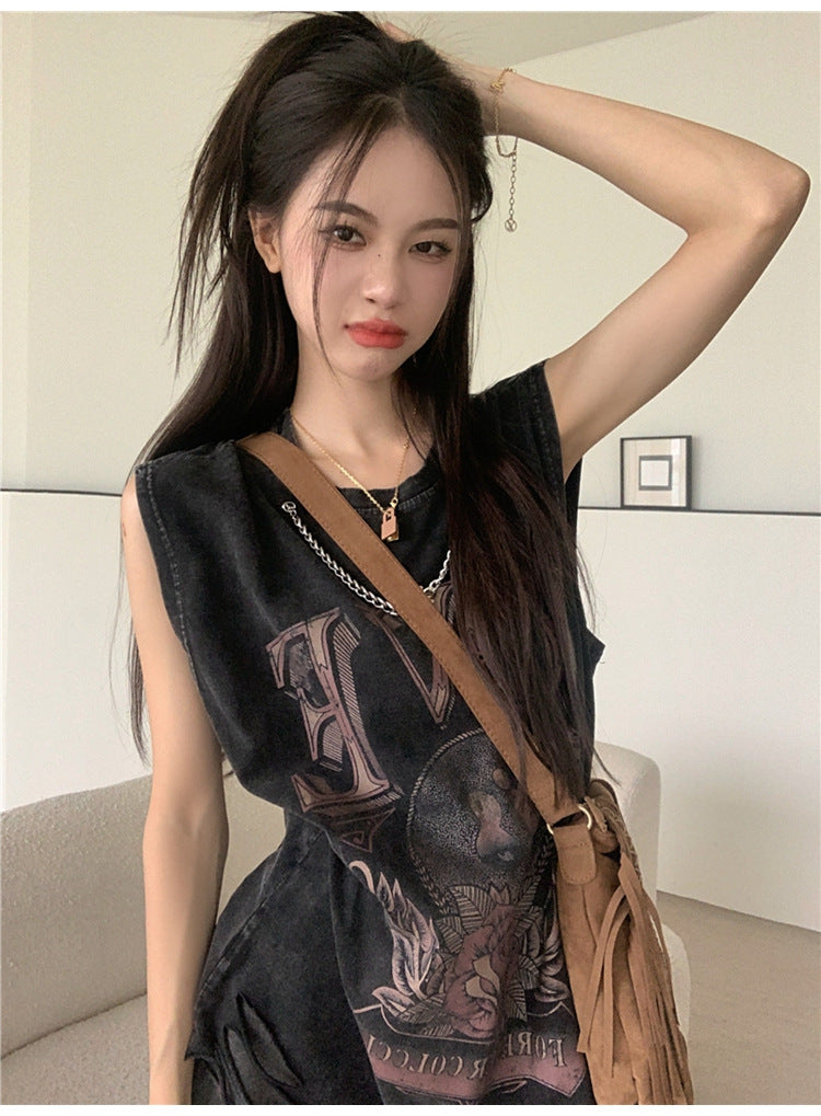 JazzHer Streetwar Y2k Vintage Women T Shirts KPOP Tank Tops Oversized Tees Punk Hip Hop Girl Emo Gaphic Clothes Harajuku Femme Crop Top