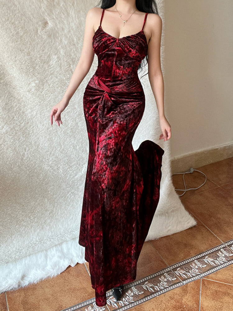 JazzHer Elegant Sexy Red Dress Women Fairycore Grunge Streetwear Spaghetti Strap High Waist Dress Aesthetic Evening Party Dress