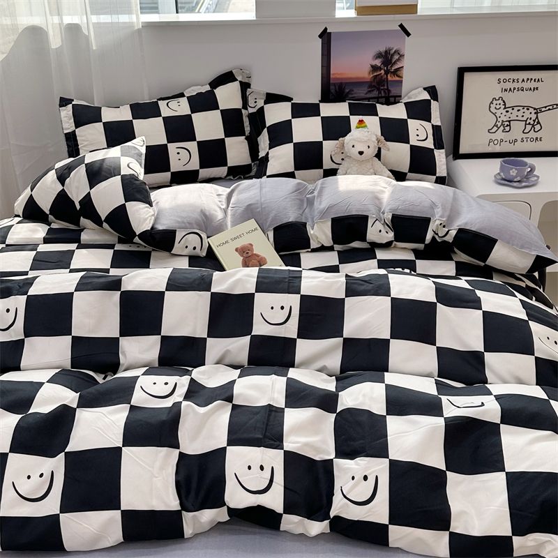 JazzHer Fashion Duvet Cover Set No Filler Flat Sheet Pillowcases Boys Girls Cute Twin Queen Size Ins Spring New Bedding Linen