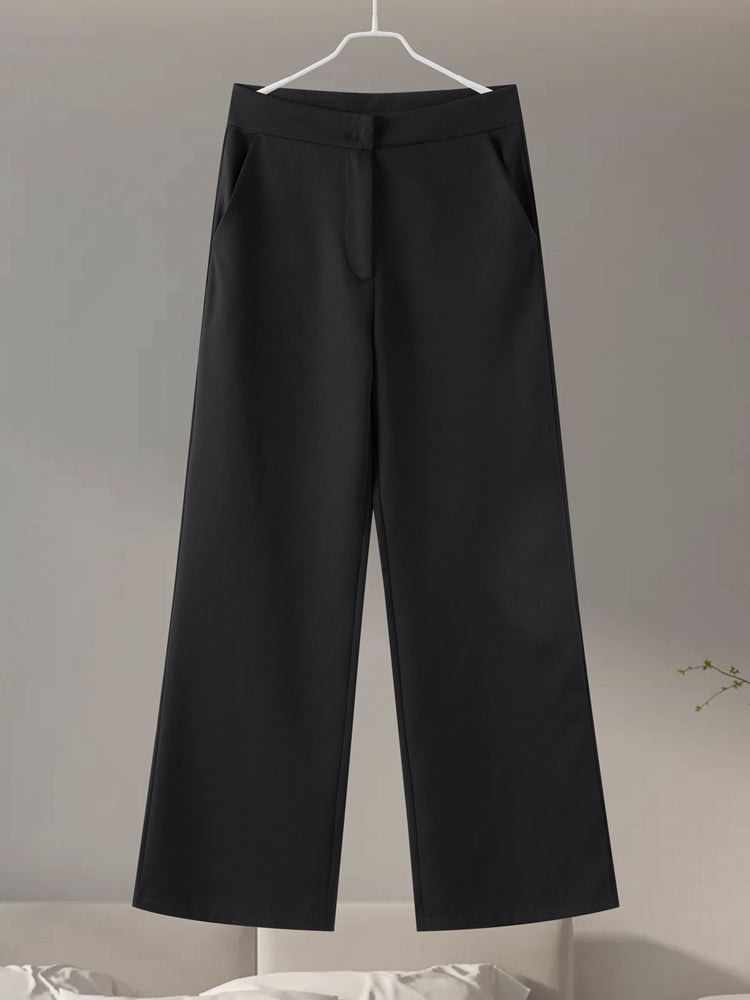 JazzHer Women's Vest Trousers Suits Fashion Metal Buttons Square Neck Sleeveless Female Waistcoat Sets High Waist Straight Pants Outfits