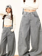 christmas outfit JazzHer Women's Baggy Y2k Cargo Jeans Harajuku Oversize Denim Trousers 90s Vintage Japanese 2000s Style Jean Pants Trashy Clothes 2025