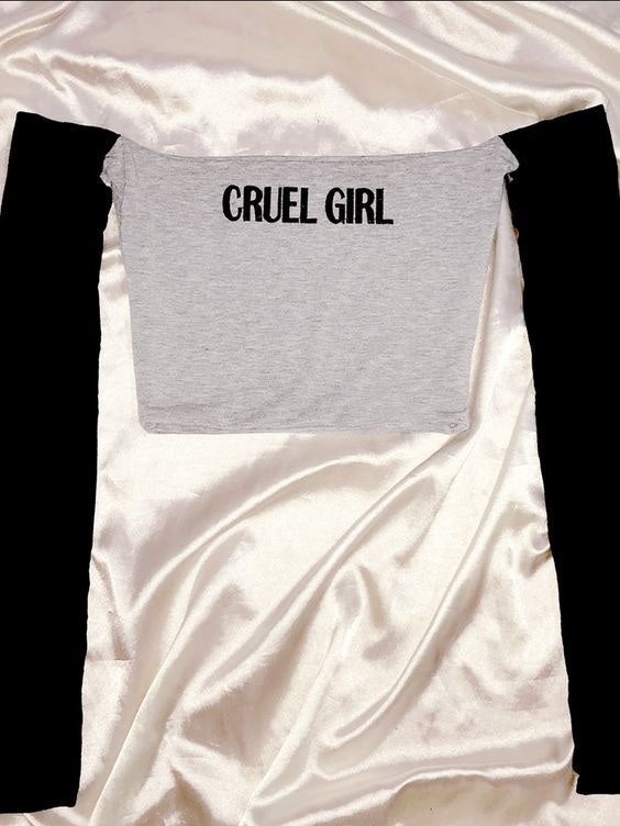 JazzHer Streetwear Punk Girl Sexy T Shirt One shoulder Harajuku Long sleeves Kpop Grunge Tee Women Clothing Y2k Emo Aesthetic Crop Tops