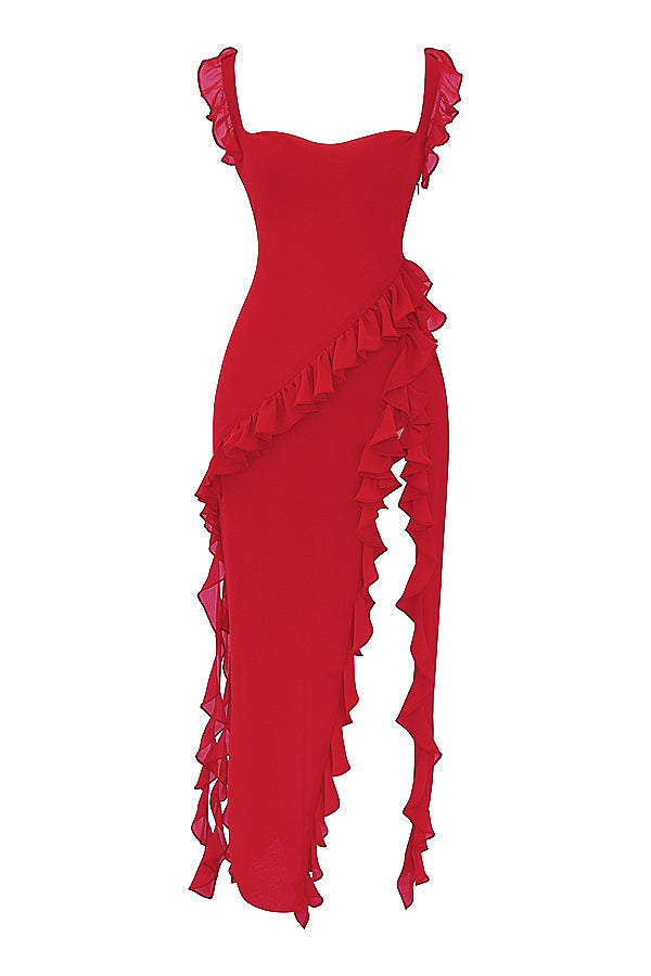 JazzHer Ariela Cherry Ruffle Maxi Dress