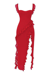 JazzHer Ariela Cherry Ruffle Maxi Dress