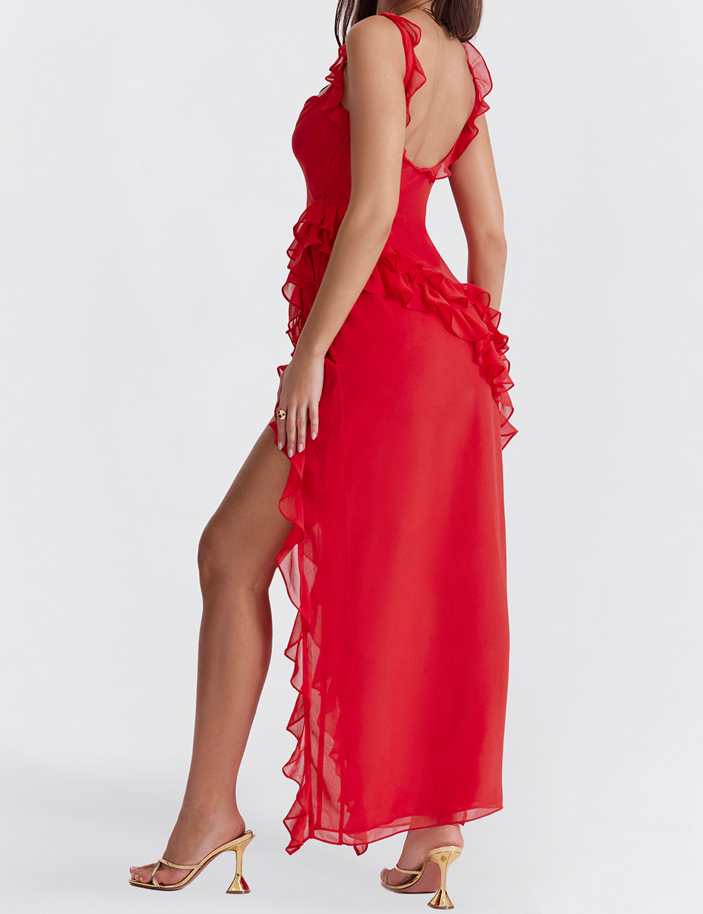 JazzHer Ariela Cherry Ruffle Maxi Dress