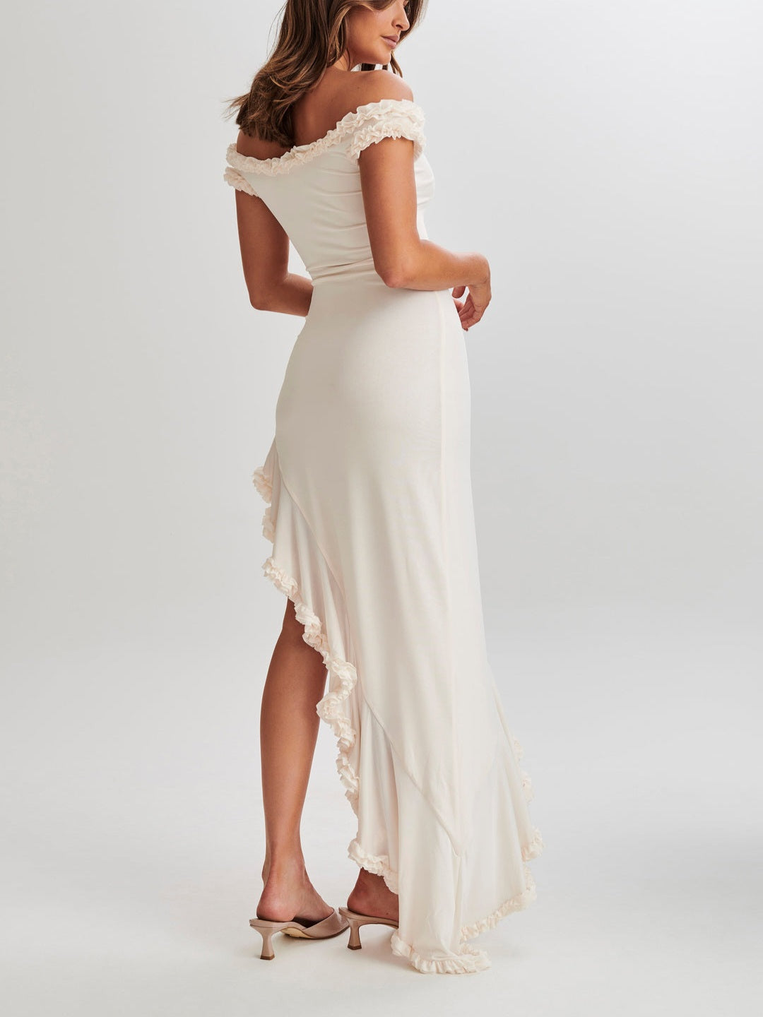 JazzHer Arielle Off Shoulder Ruffle Midi Dress