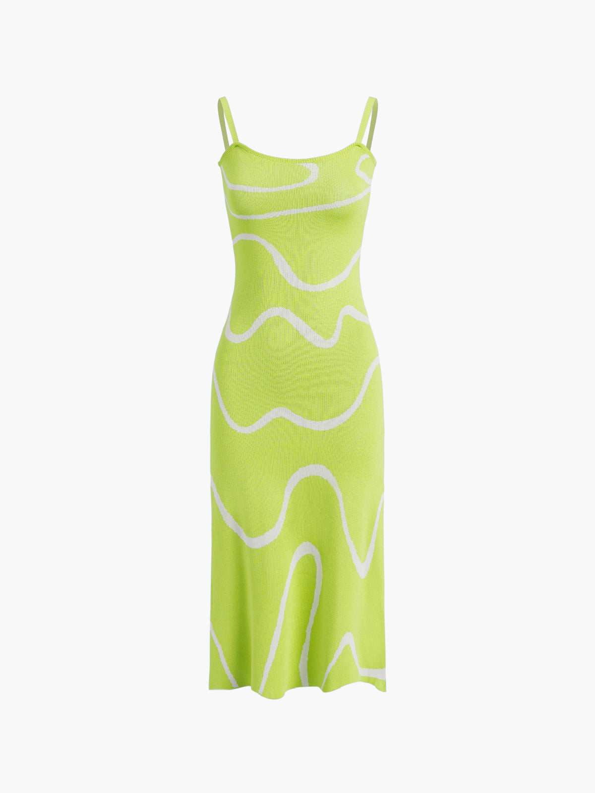 JazzHer Wavy Print Strap Midi Dress