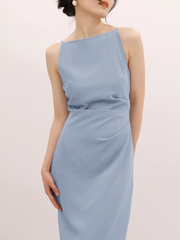 JazzHer Silent Sea Boat Neck Midi Dress