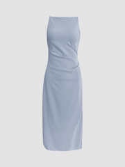 JazzHer Silent Sea Boat Neck Midi Dress