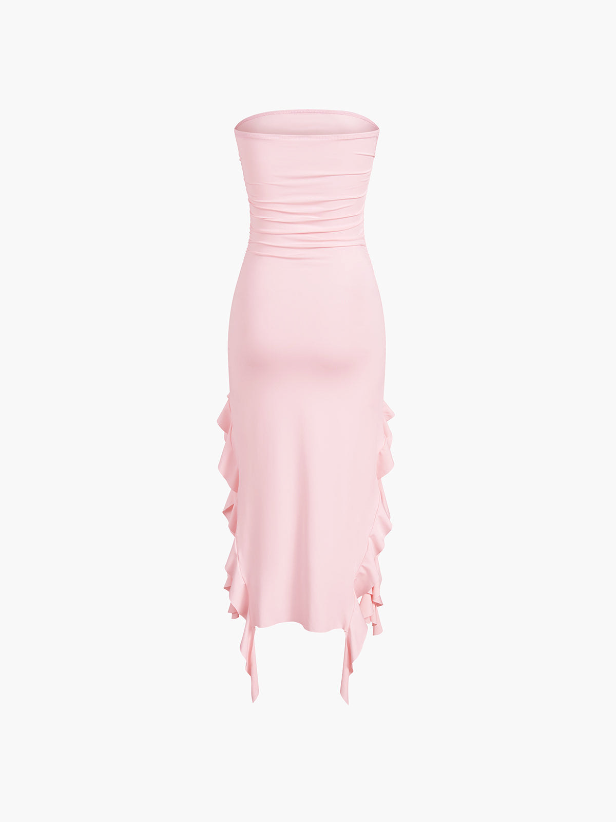 JazzHer Ruffle Trim Tube Midi Dress