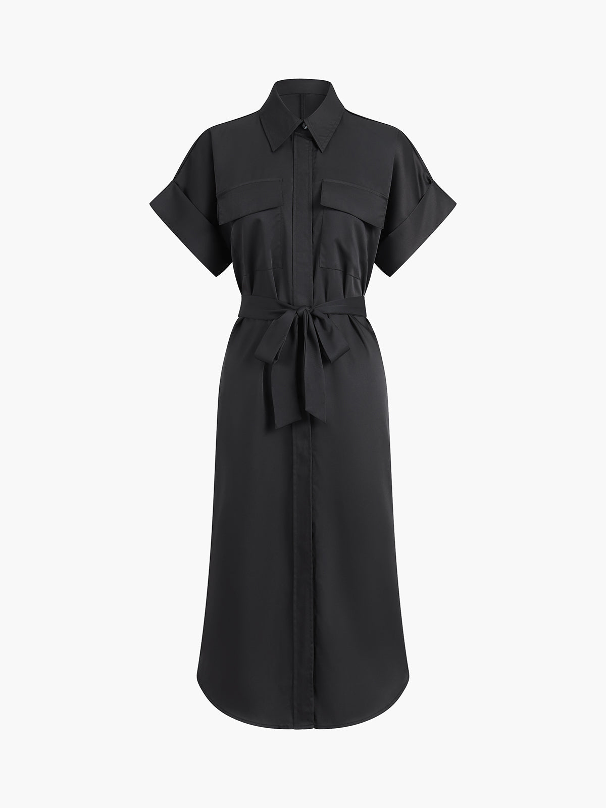 JazzHer Polo Pockets Tied Midi Dress