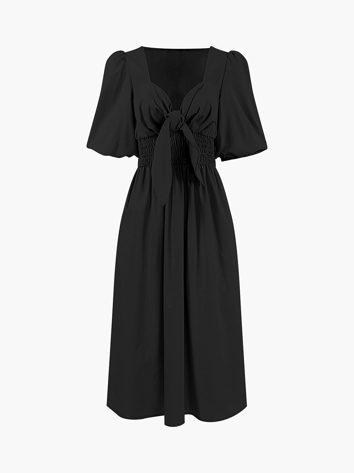 JazzHer Linen Cotton Front Tie Midi Dress