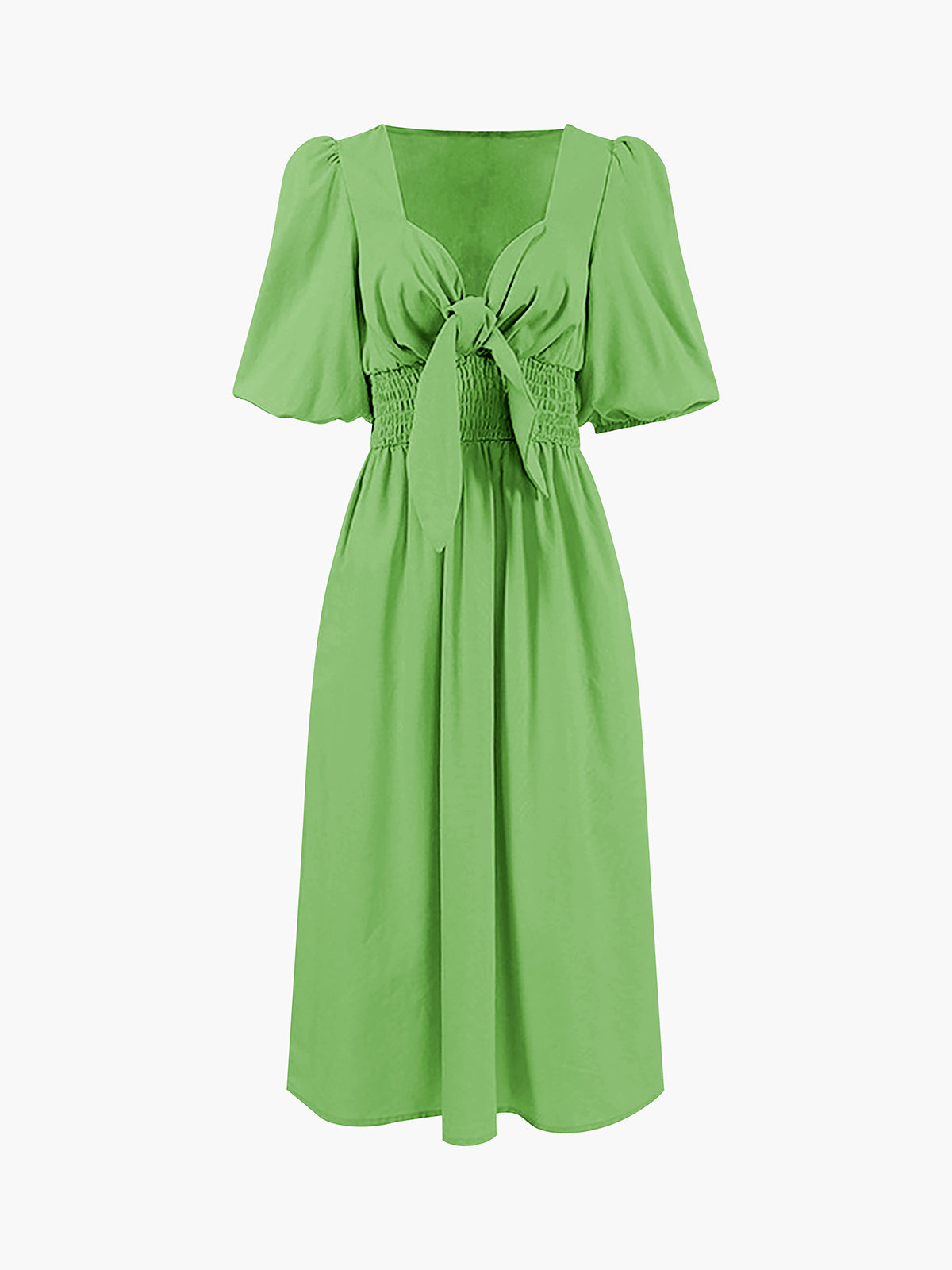 JazzHer Linen Cotton Front Tie Midi Dress