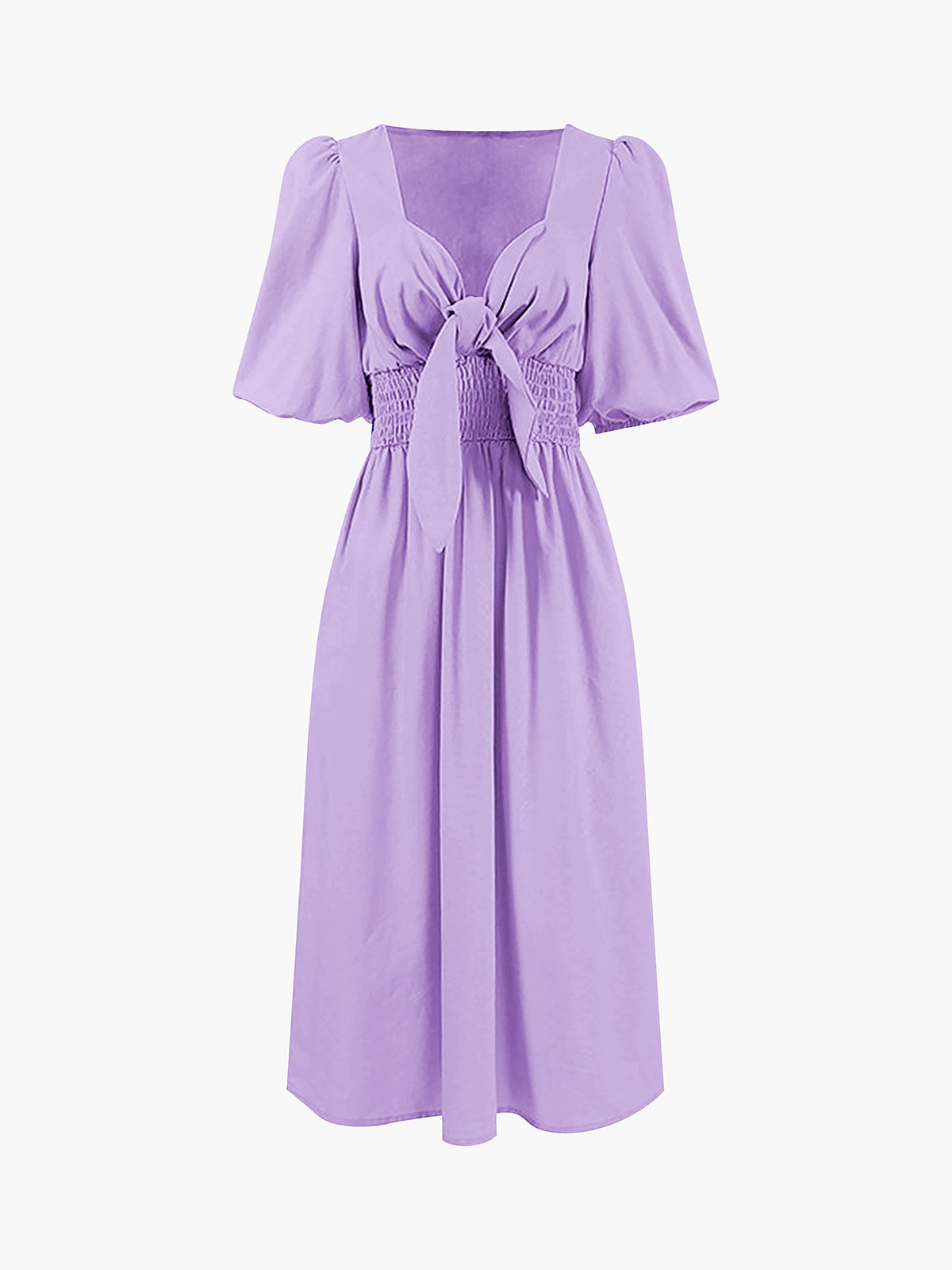 JazzHer Linen Cotton Front Tie Midi Dress