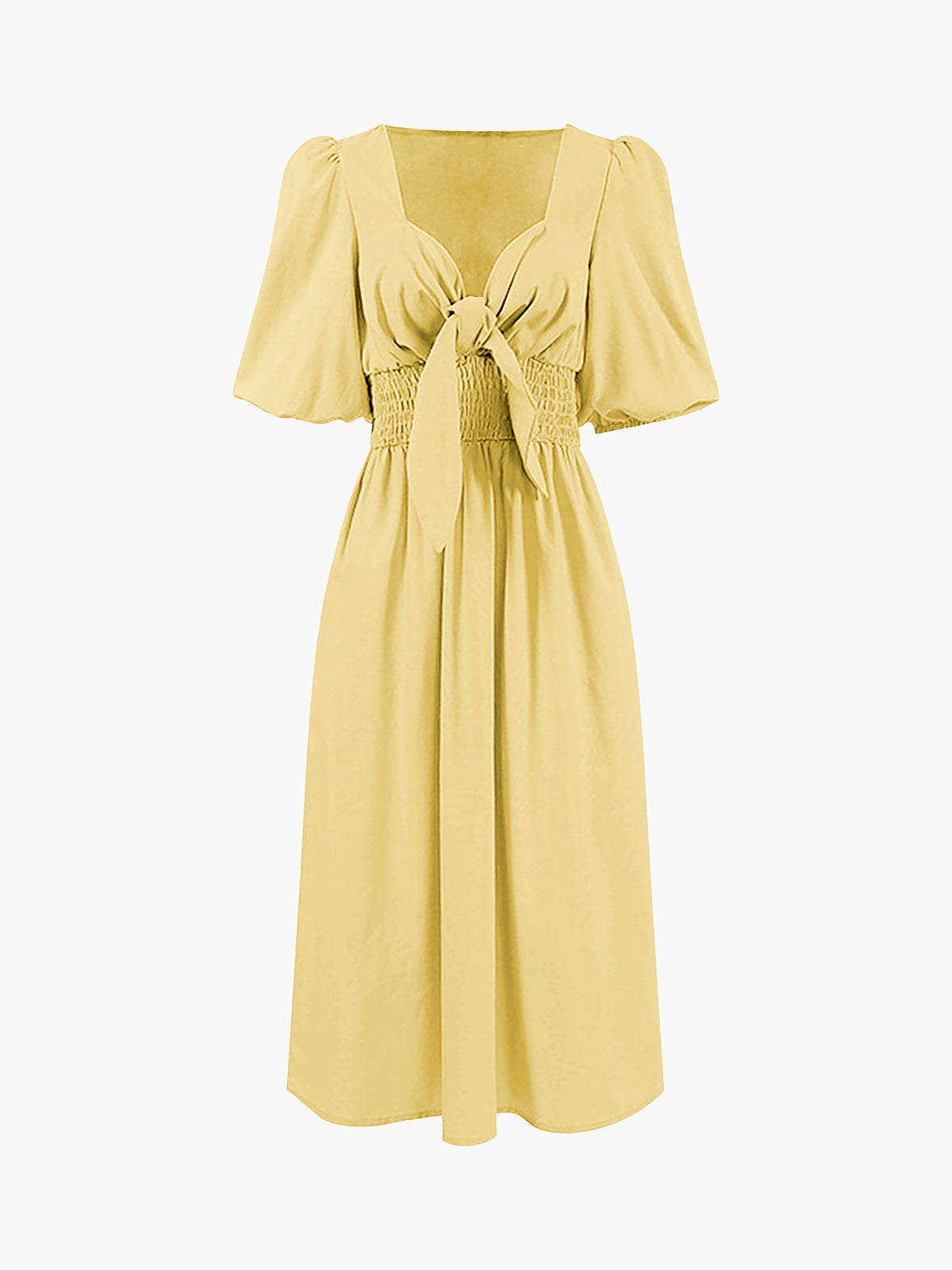 JazzHer Linen Cotton Front Tie Midi Dress