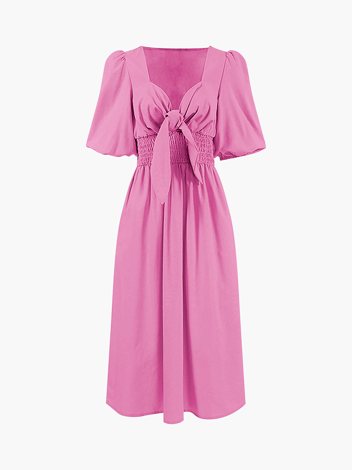 JazzHer Linen Cotton Front Tie Midi Dress