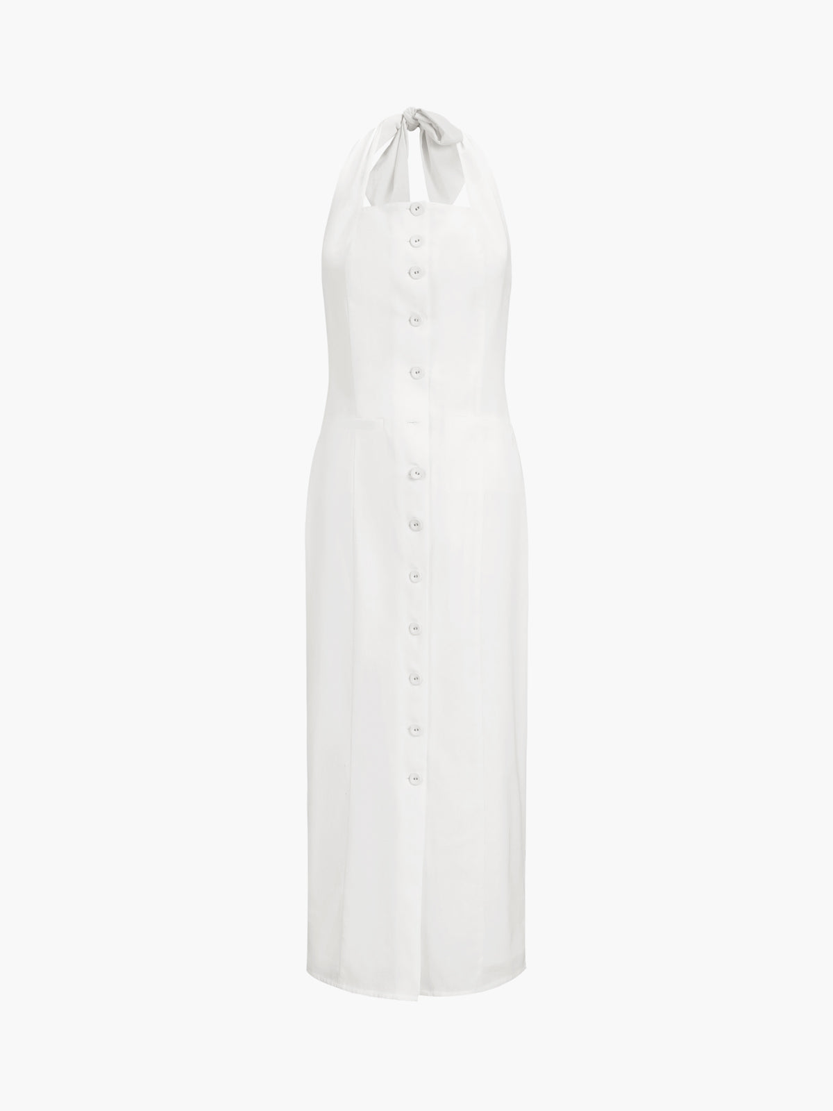 JazzHer Tied Halter Open Back Cotton Linen Midi Dress