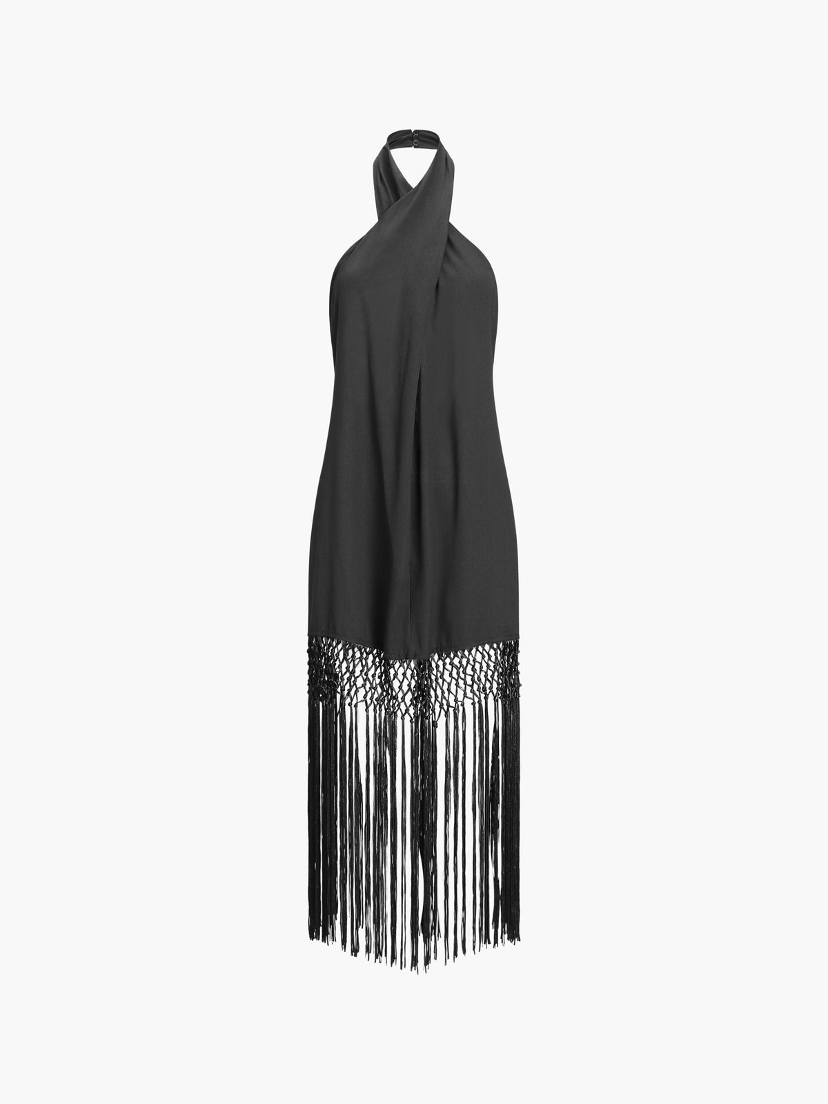 JazzHer Capri Fringed Open Back Halter Midi Dress