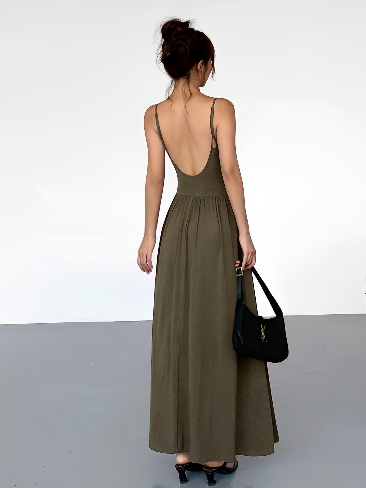 JazzHer Bustier Corset Open Back Long Tank Dress