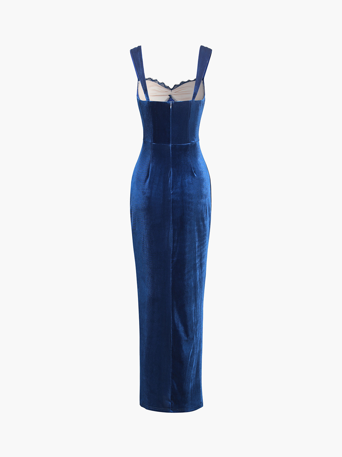 JazzHer Lace Cup Detail Corset Velvet Long Dress