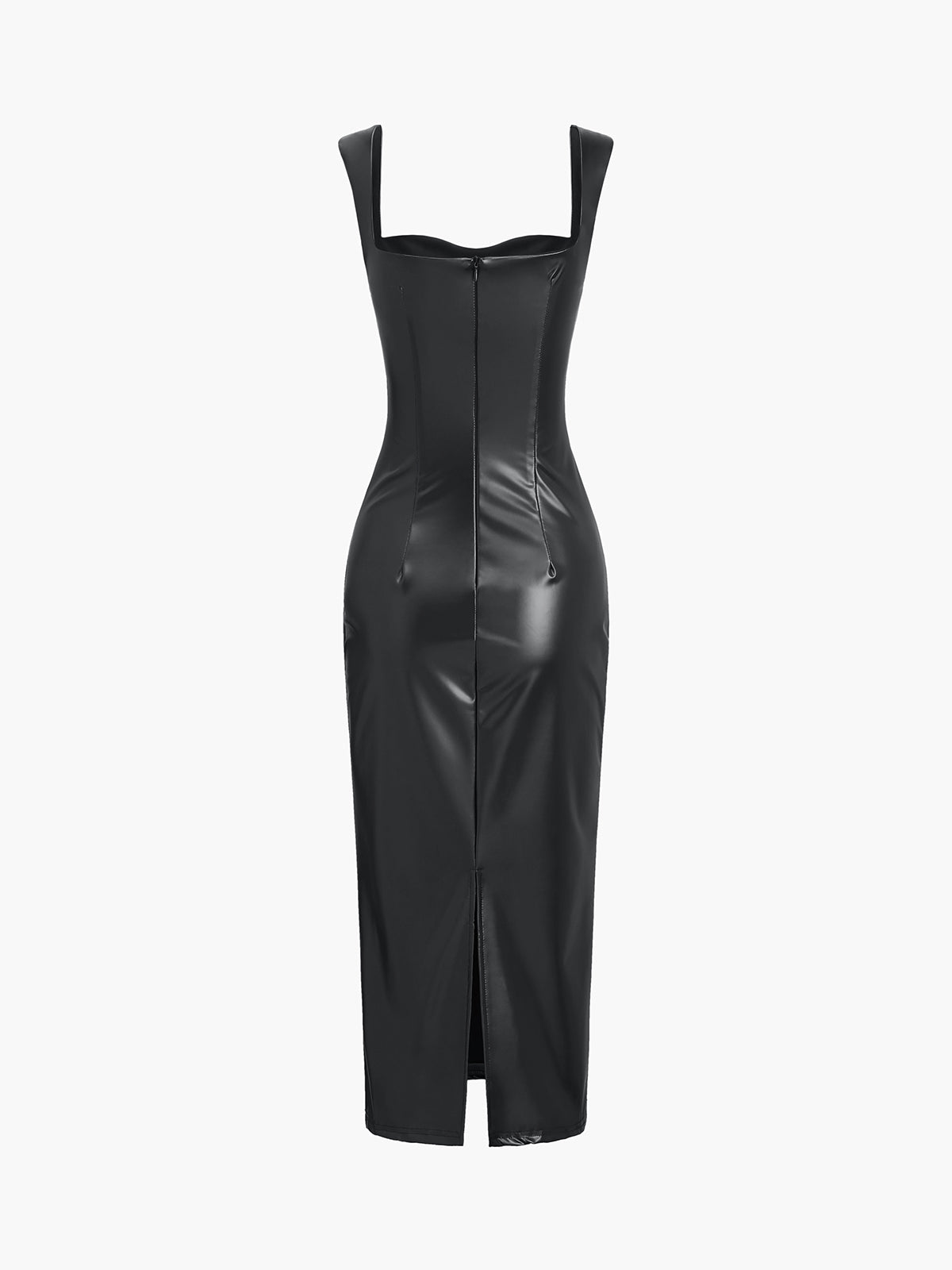 JazzHer Faux Leather Bodycon Midi Dress