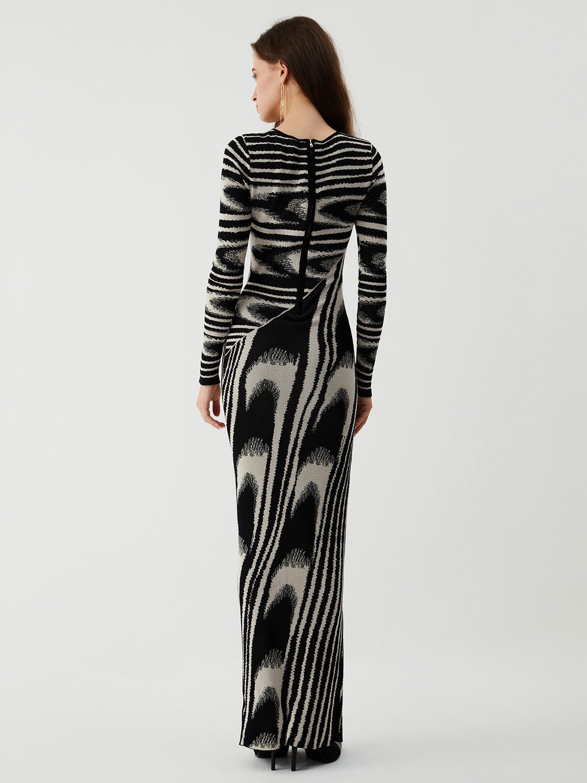 JazzHer 2024 Fall Fashion Zebra Print Long Sleeve Sweater Dress