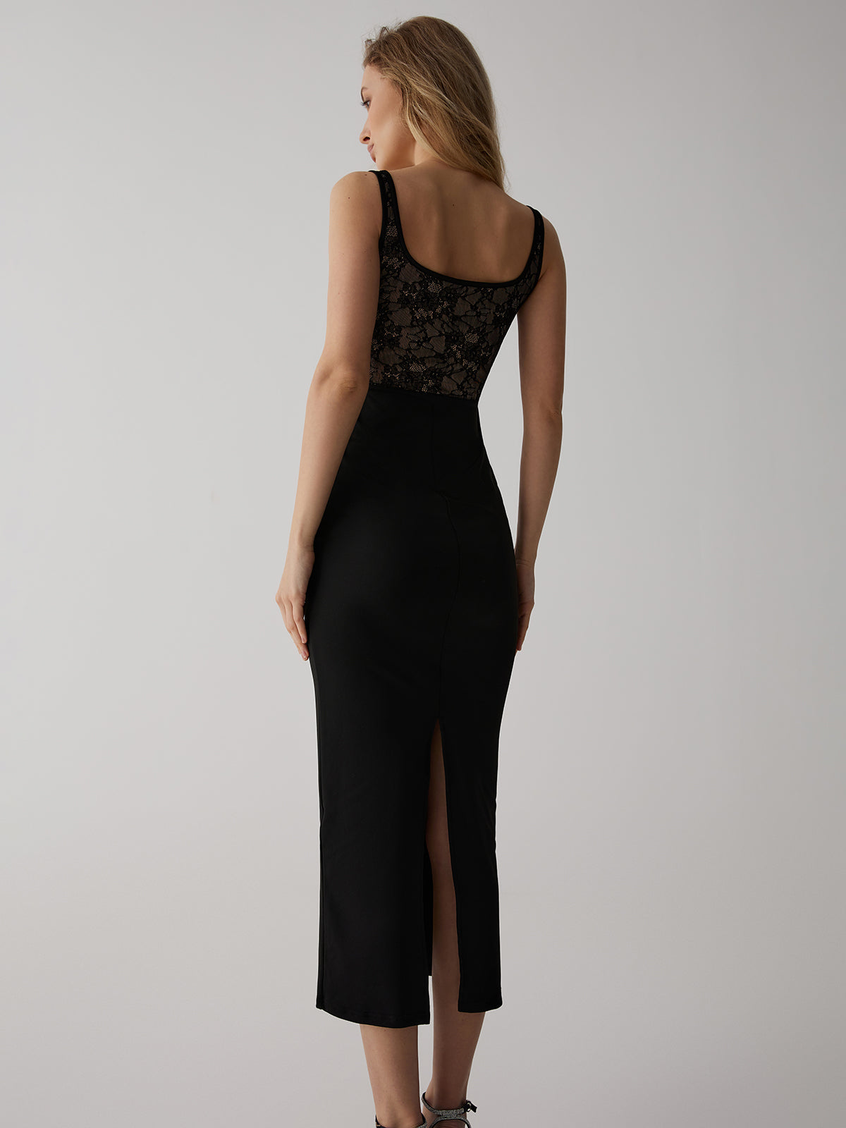 JazzHer Lace Corset Square Neck Long Dress