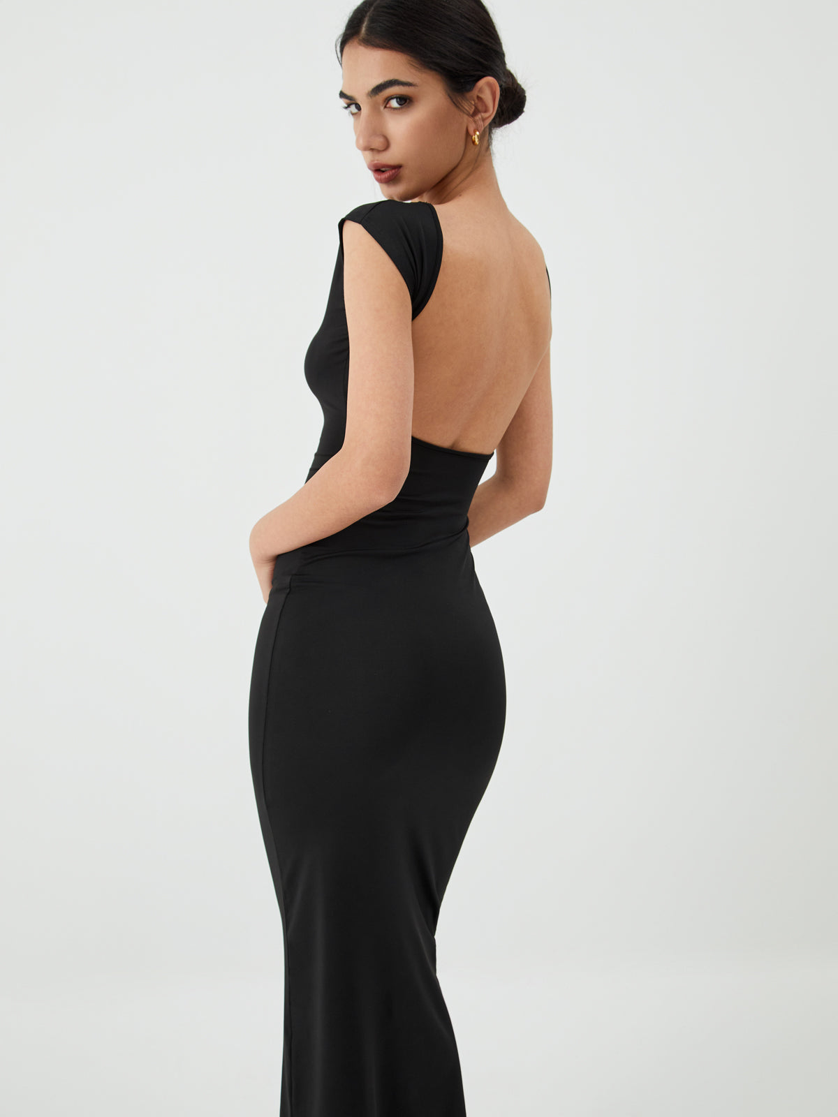 JazzHer Solid Backless Midi Dress