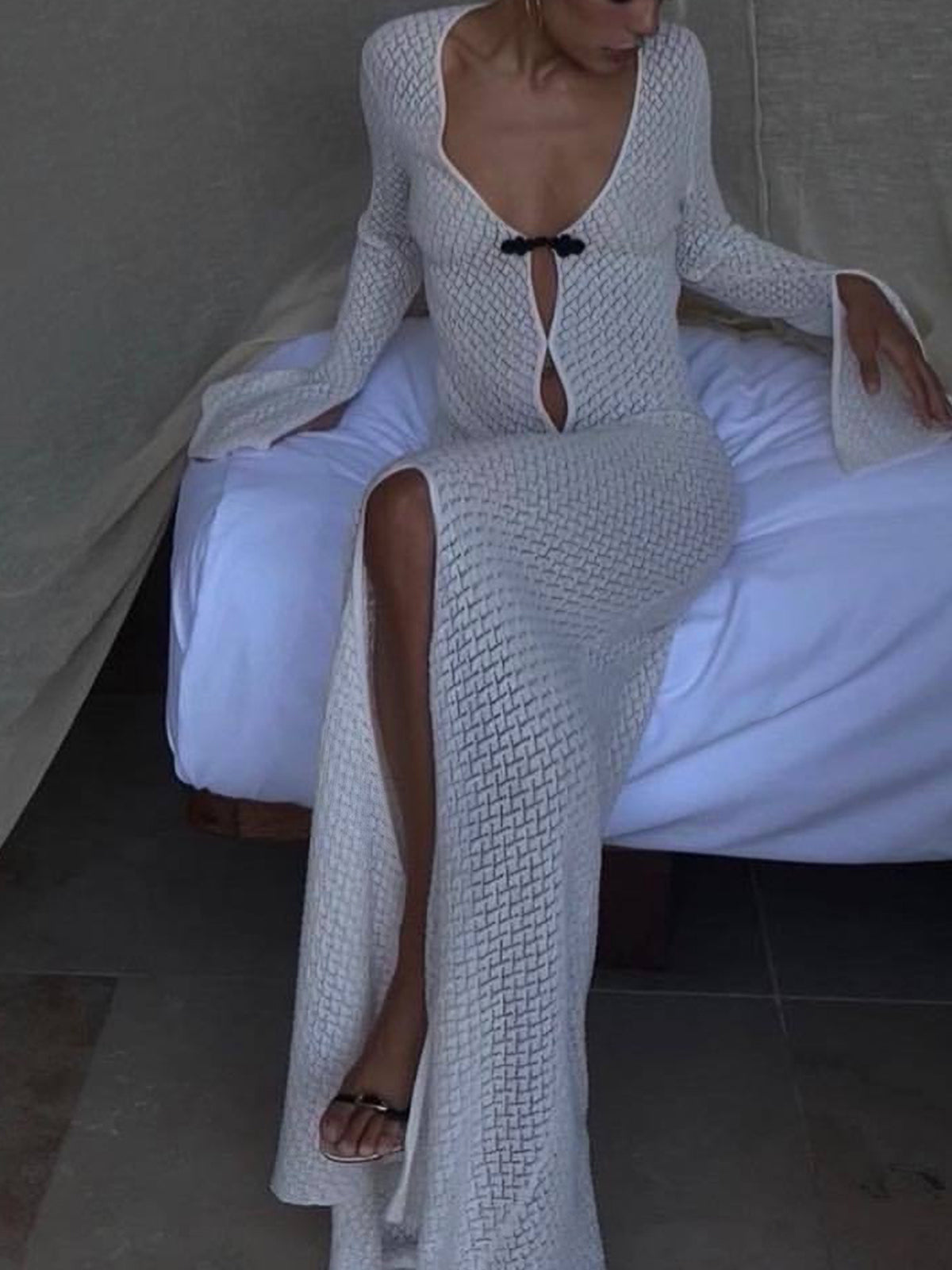 JazzHer Knitted Cover Up Beach Dress