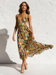 JazzHer Multi Color Print Cami Midi Dress