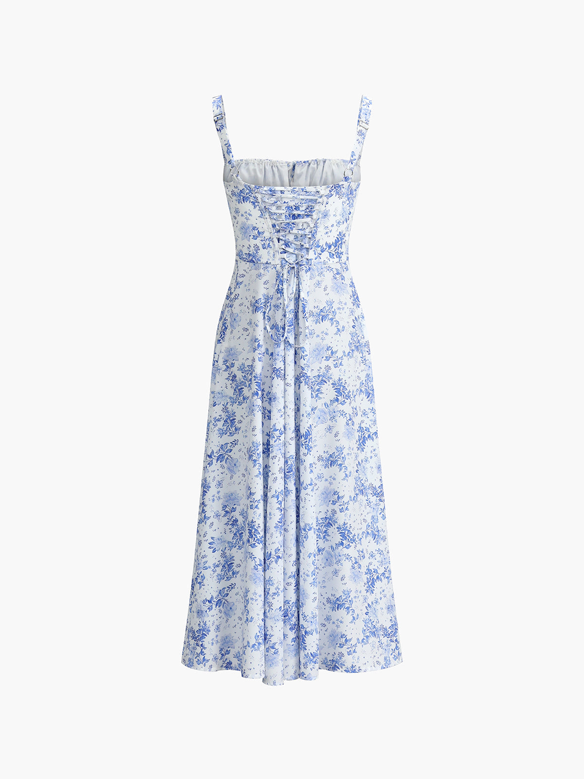 JazzHer Floral Print Tie-Detail Cami Midi Dress