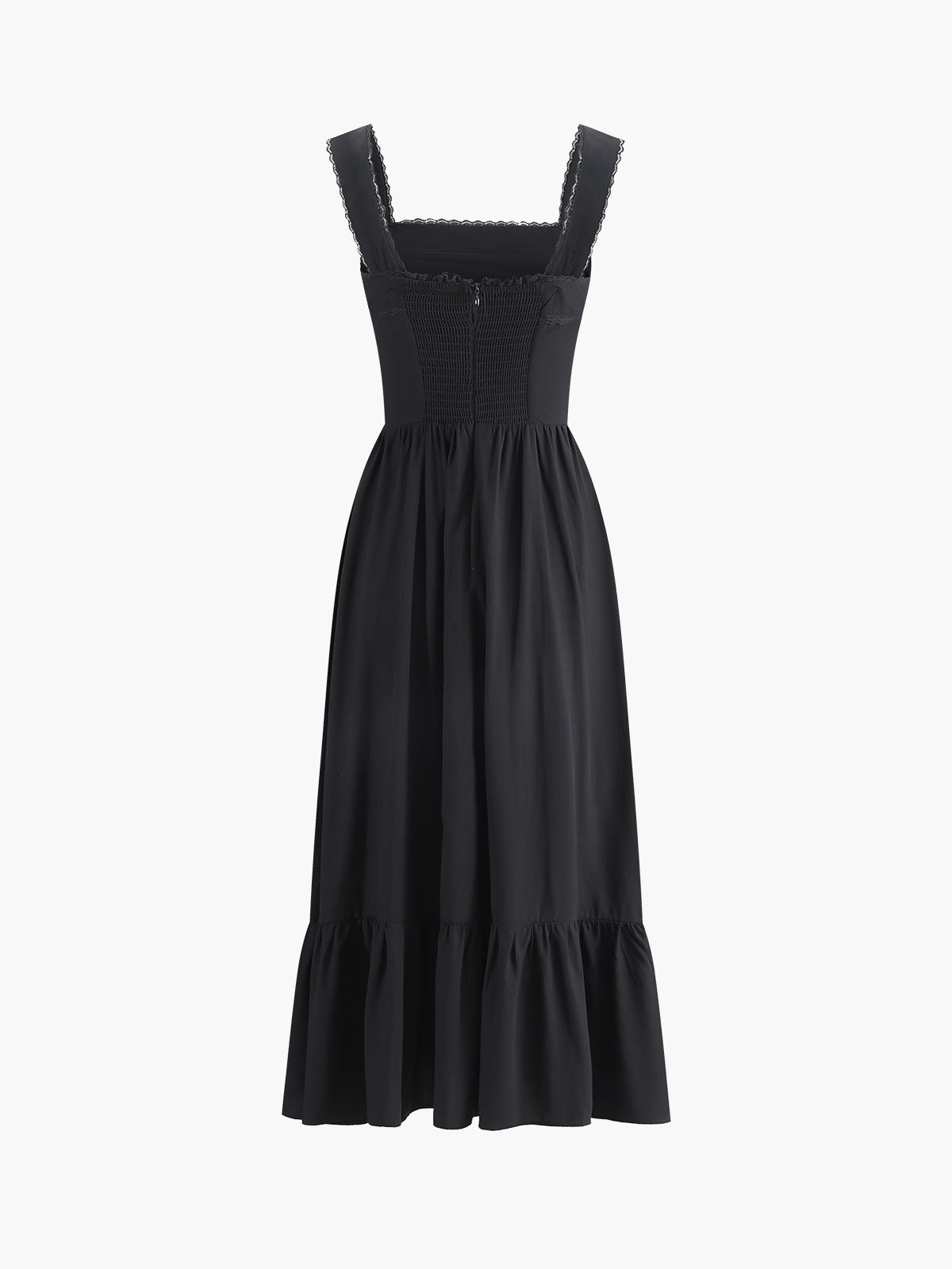 JazzHer Solid Bow Decor Pleated Midi Dress