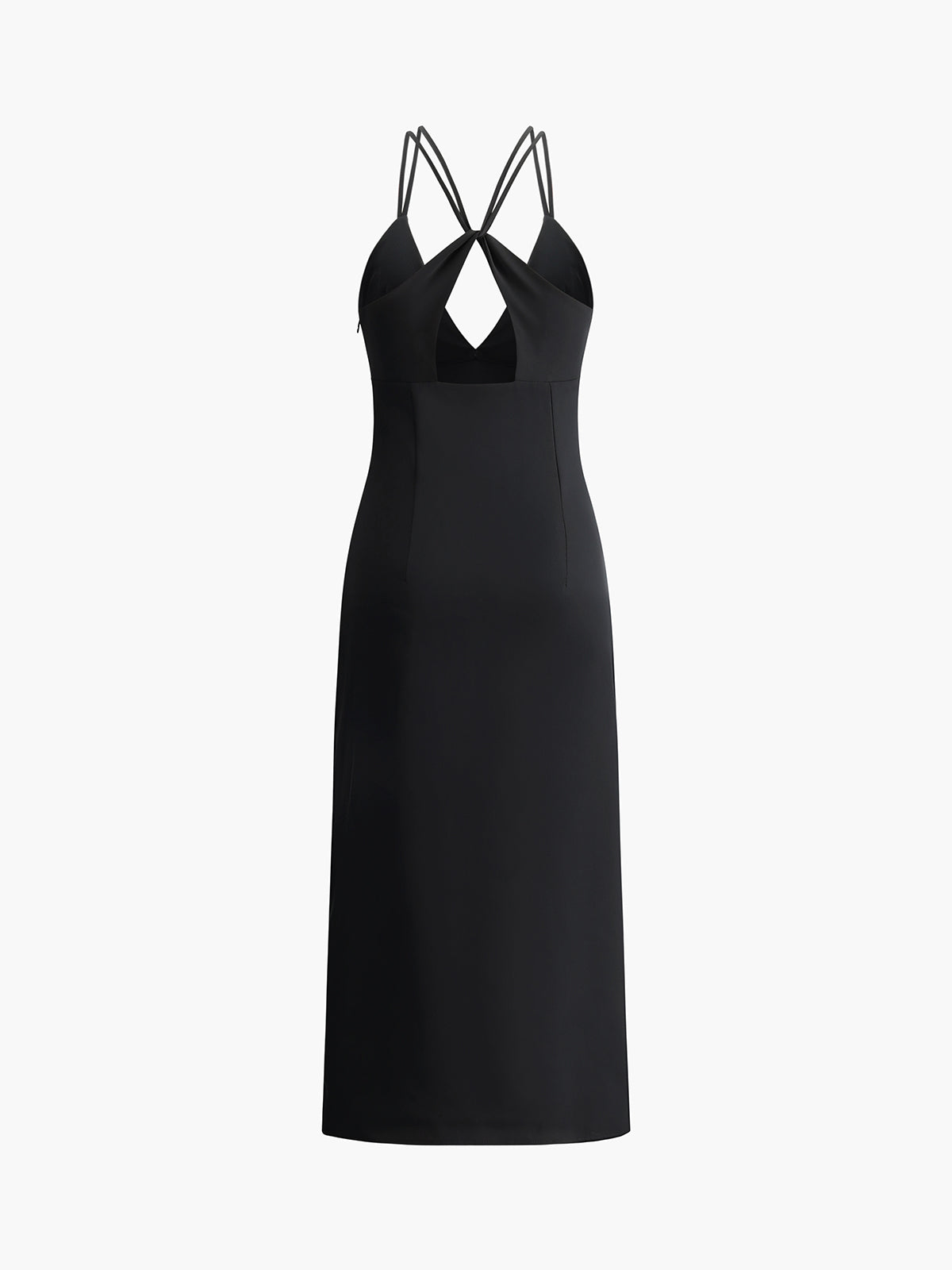 JazzHer Crisscross Backless V-Neck Midi Dress