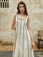 JazzHer Contrast Binding Midi Dress