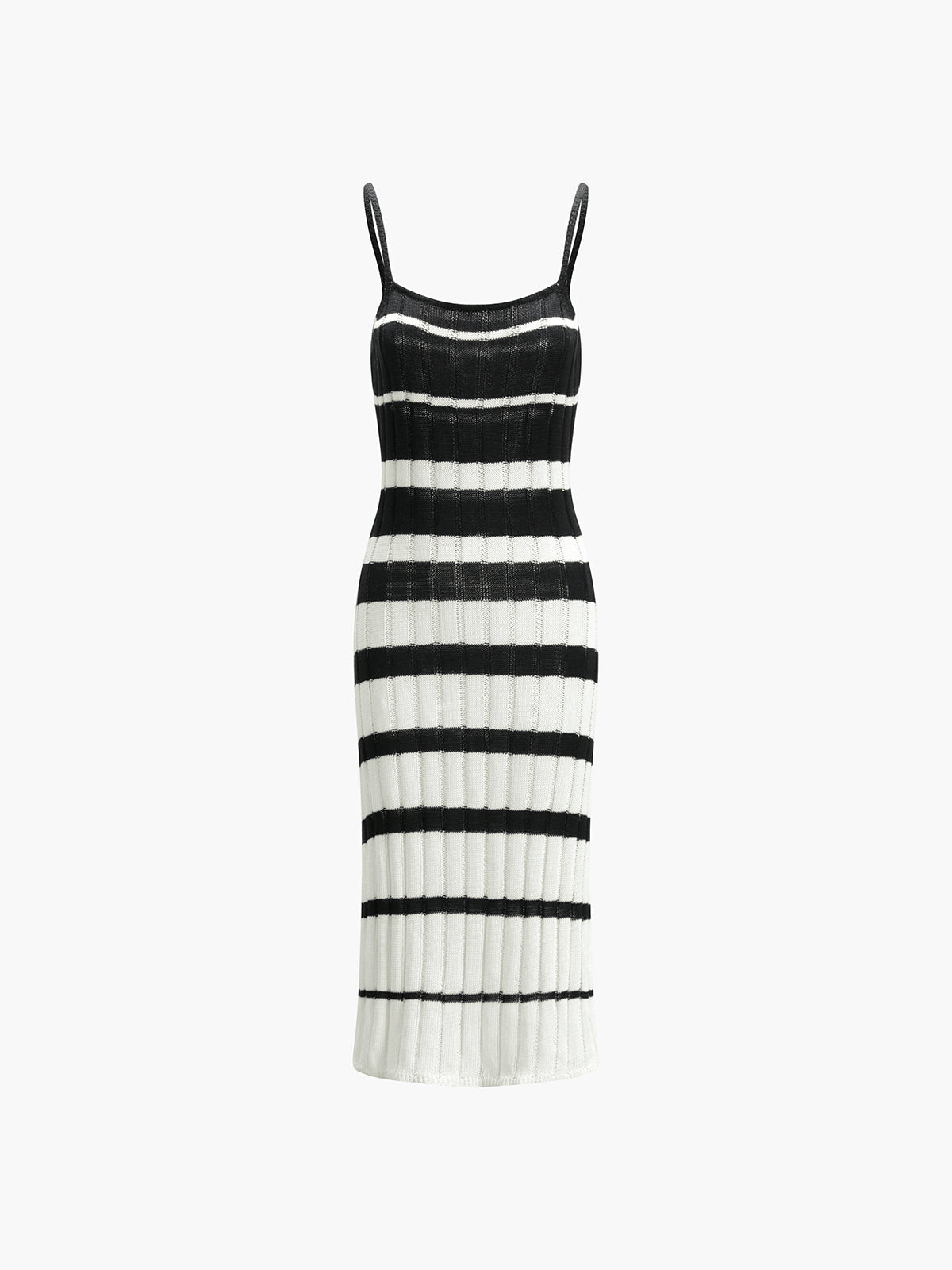 JazzHer 2024 Fall Fashion Two-Tone Striped Midi Sweater Dress