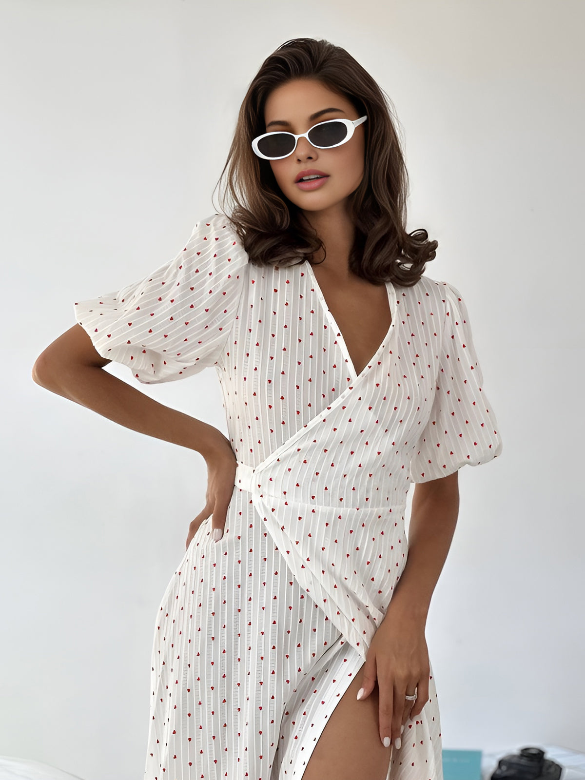 JazzHer Sweetheart Textured Knotted Midi Dress