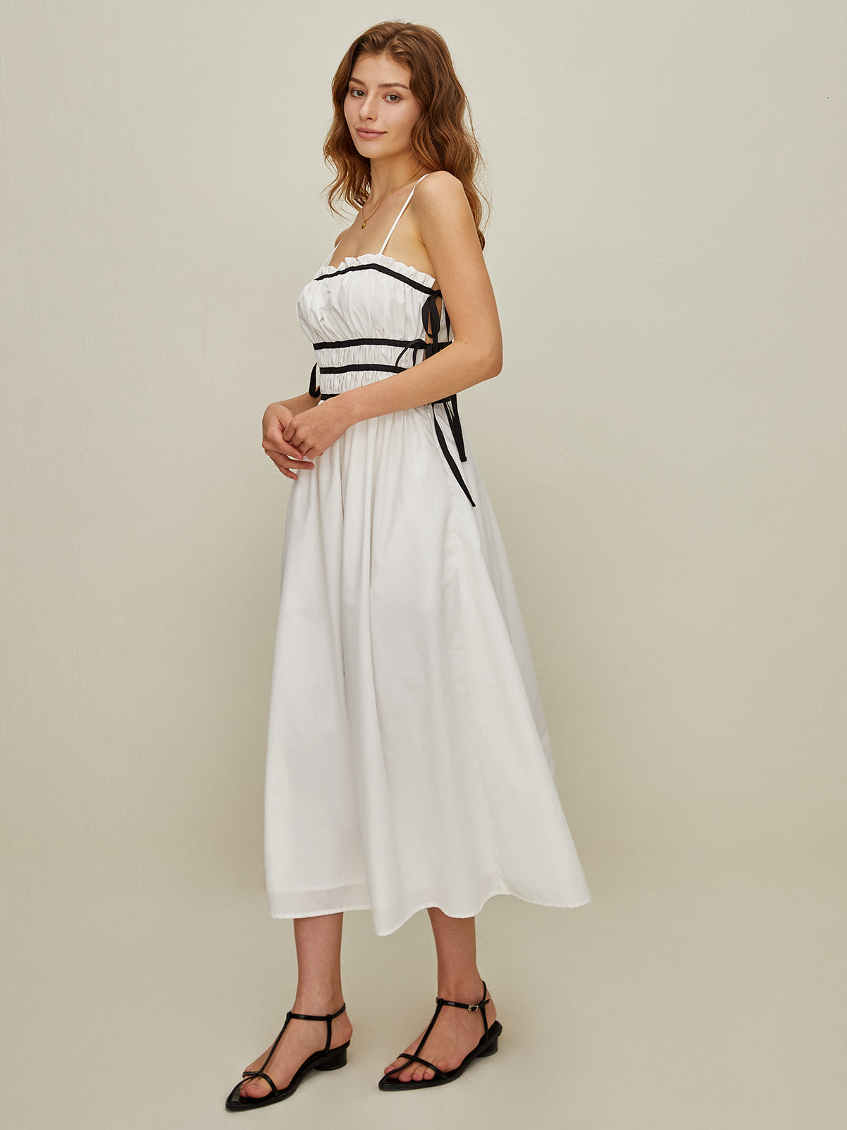 JazzHer Casual Side-Tie Midi Dress